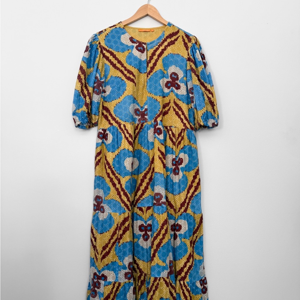 Oliphant Blue and Yellow Floral Maxi Dress